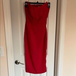Chic Strapless Red Dress by Dress the Population